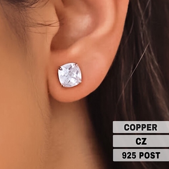 Jewelry - ⚜️[𝟯/$𝟮𝟴]⚜️NEW 925 CZ Cushion Cut Classic Stud Earrings